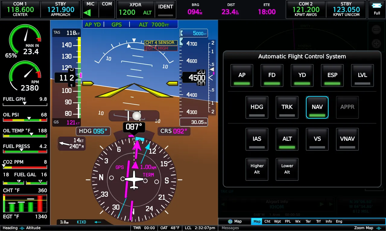AFCS autopilot control window