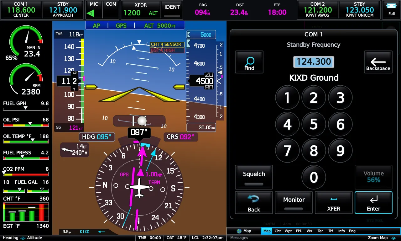 COM radio tuning window