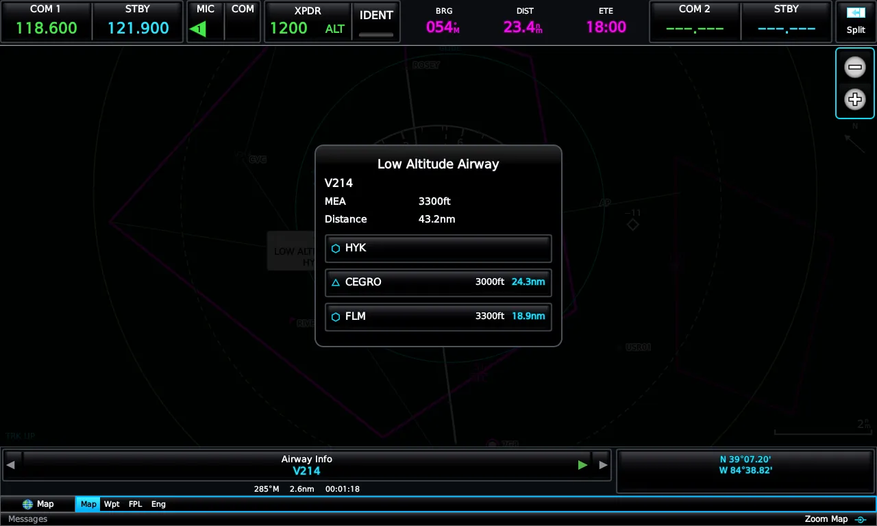 Airway review on the moving map