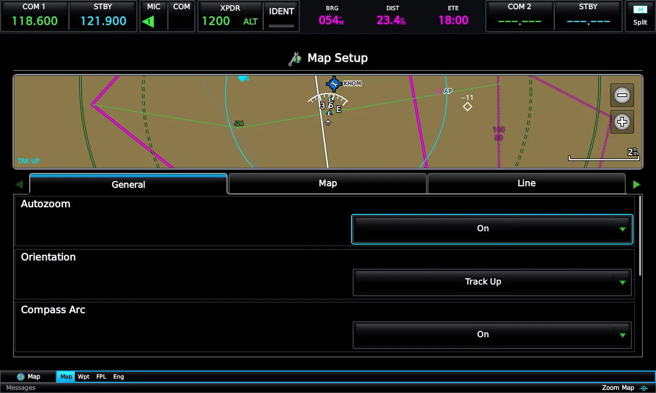 Map setup page