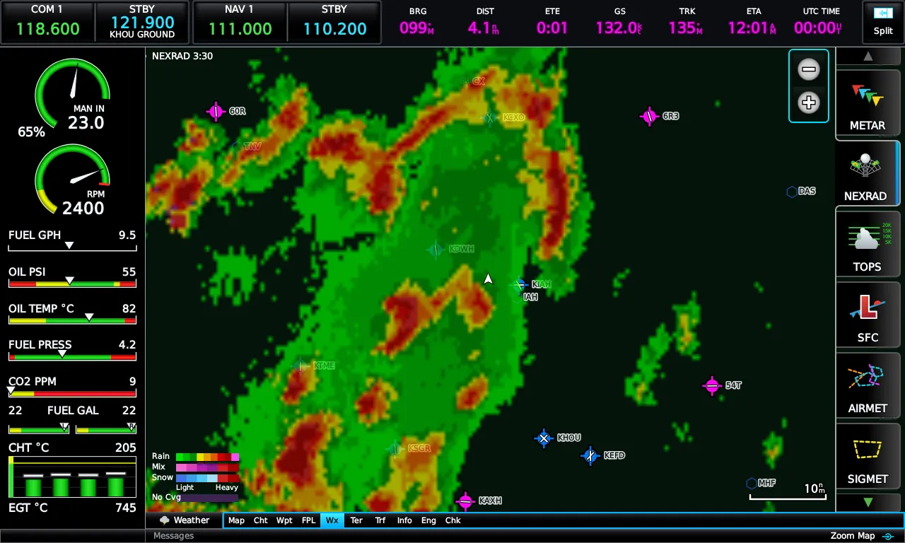 Live NEXRAD precipitation with convective cells